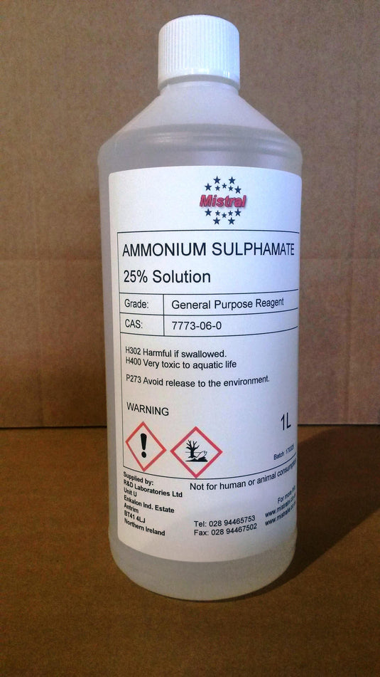 Ammonium Sulphamate 25% Solution  - Liquid Ammonium sulfamate - Compost Accelerator, Flame retardant