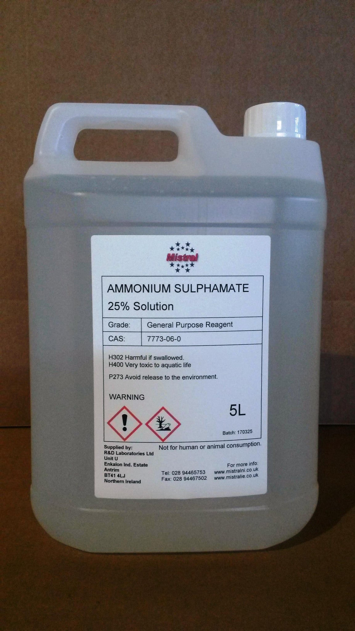 ammonium sulfamate herbicide Buy 25% Ammonium Sulphamate (Sulfamate) solution online UK Ireland – Mistral Industrial Chemicals