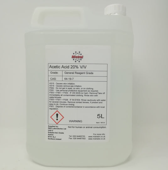 Acetic Acid 20% v/v - Ethanoic acid - White Vinegar